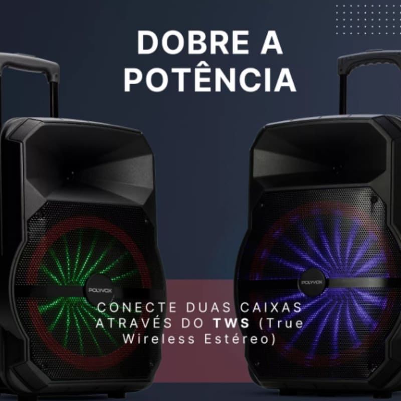 Caixa De Som Bluetooth 10 Horas/tws Polyvox 700w Woofer 15